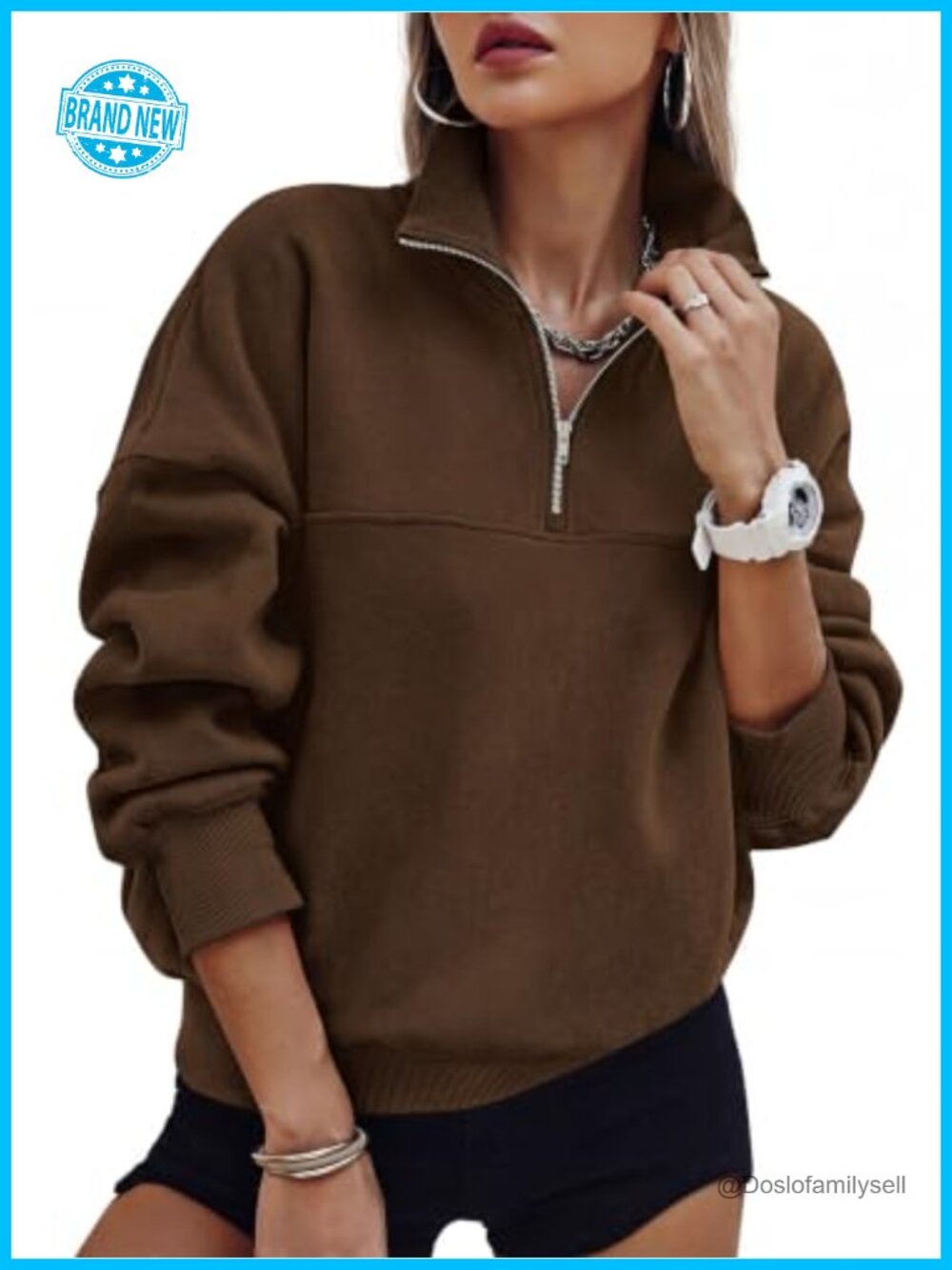 Quarter Zip Fleece Pullover Sweatshirt Oversized Long Sleeve